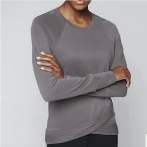 Athleta Serenity Gray Long Sleeved Cross Hem Top